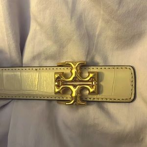 White Tory Burch Logo belt - XL